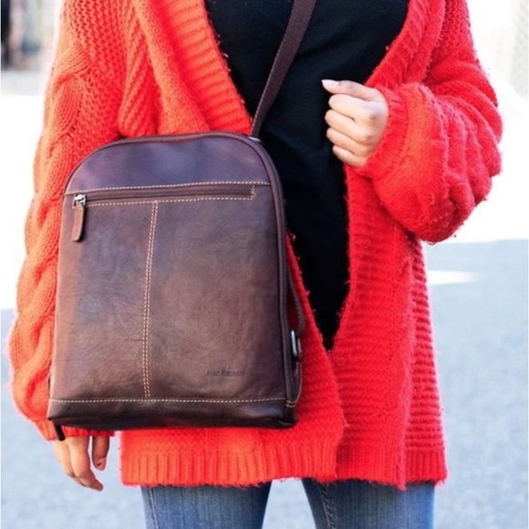 Jack Georges Voyager Convertible Backpack Crossbody Bag Brown - Picture 3 of 16